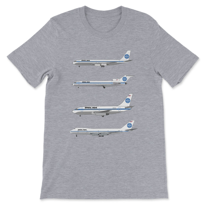 Pan Am B707, B727, B737, B747 Unisex T-Shirt - Athletic Heather