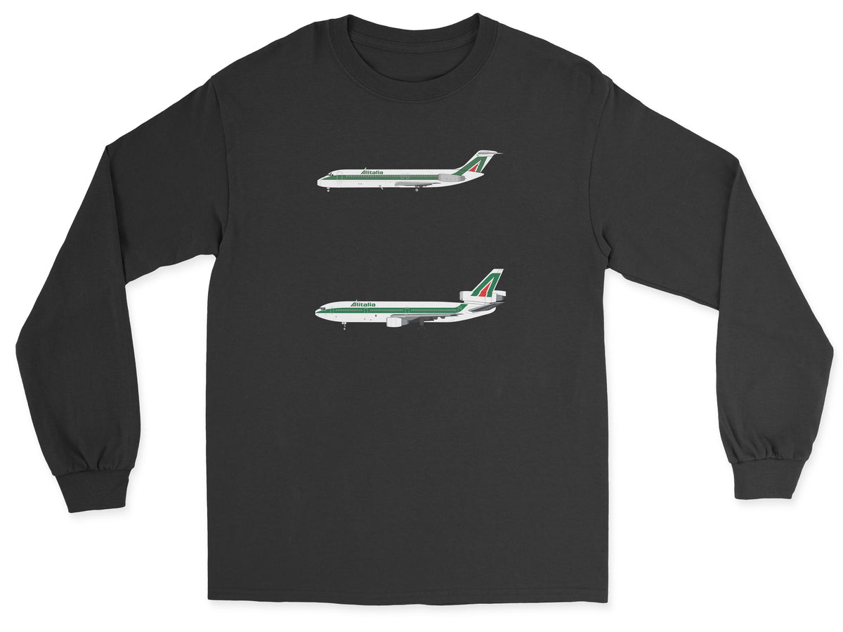 Alitalia DC-9, DC-10 Unisex Long Sleeve T-Shirt - Black