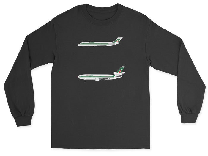 Alitalia DC-9, DC-10 Unisex Long Sleeve T-Shirt - Black
