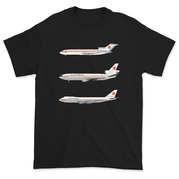National Airlines B727, DC-10, B747 Unisex T-Shirt - Black