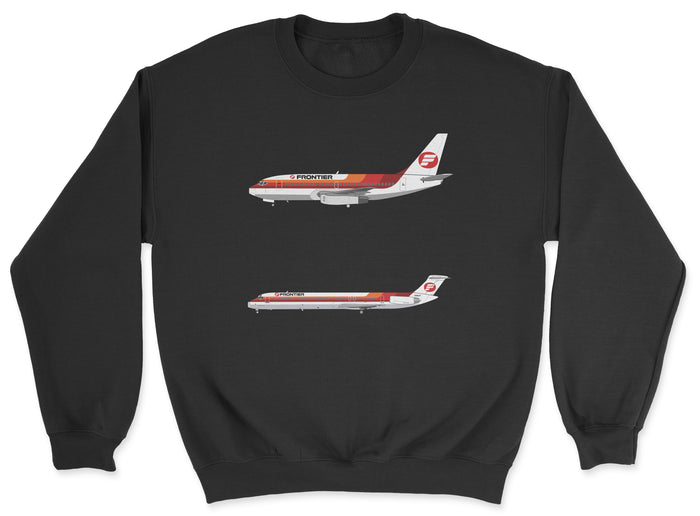 Frontier Airlines B737, MD-80 Unisex Sweatshirt - Black