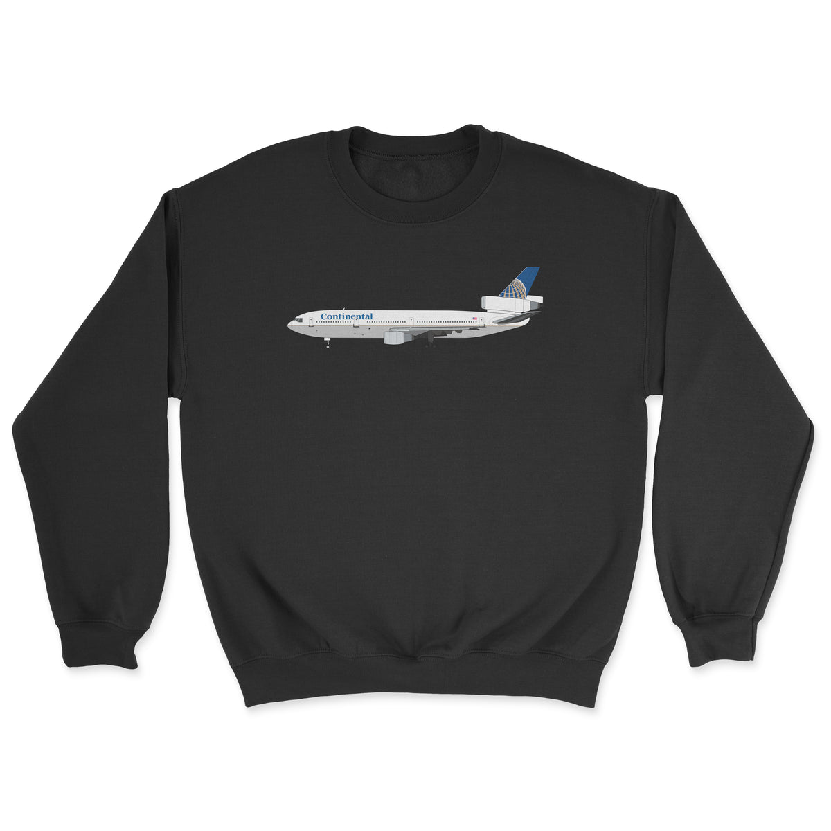 Continental Airlines Mcdonnell Douglas DC-10 Unisex Sweatshirt - Black