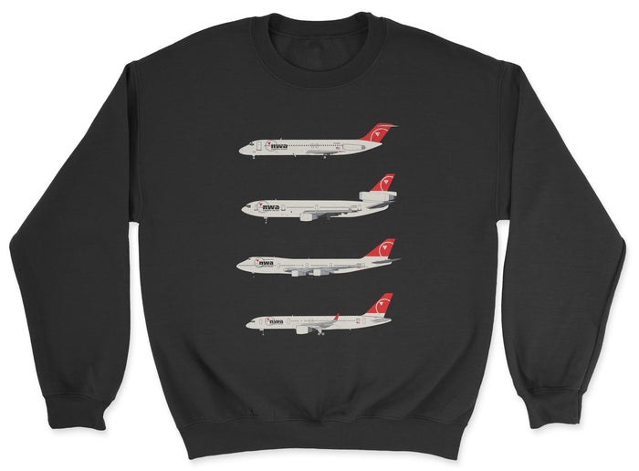 Northwest Airlines DC-9, DC-10, B747, B757 Unisex Sweatshirt - Black
