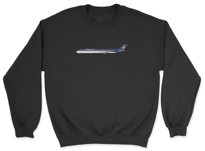 Midwest Airlines McDonnell Douglas MD-80 Unisex Sweatshirt - Black