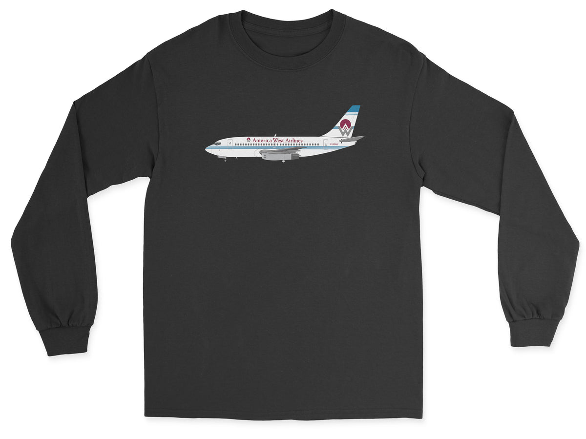 America West Airlines Boeing 737 Unisex Long Sleeve T-Shirt - Black