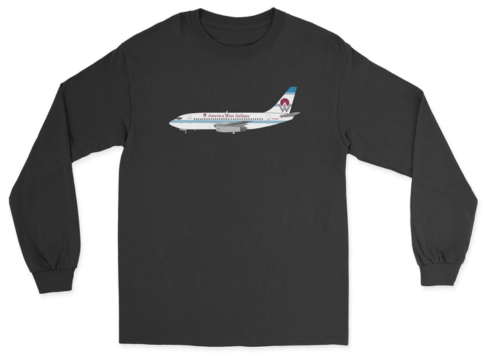 America West Airlines Boeing 737 Unisex Long Sleeve T-Shirt - Black