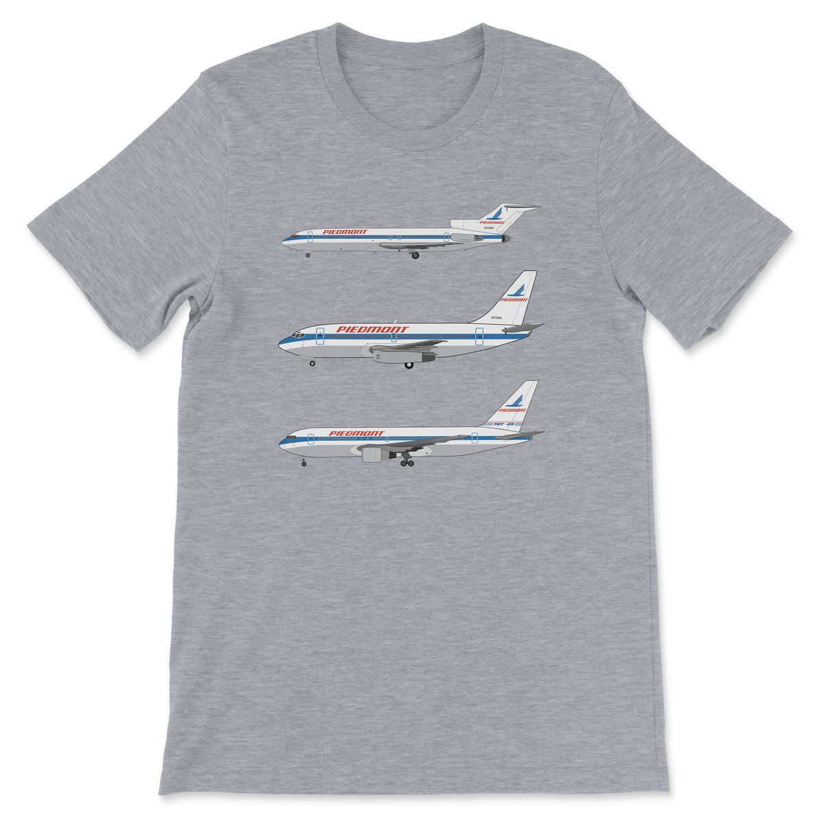 Piedmont Airlines B727, B737, B767 Unisex T-Shirt - Athletic Heather