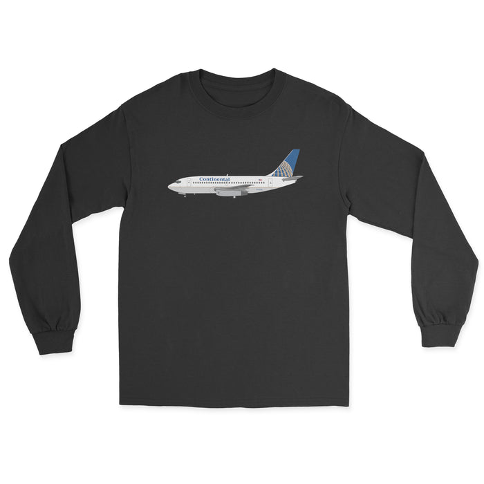 Continental Airlines Boeing 737 Unisex Long Sleeve T-Shirt - Black