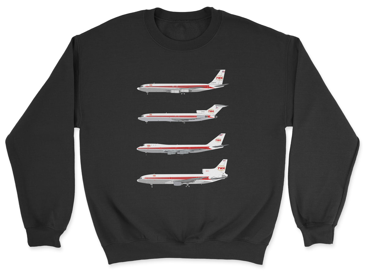TWA B707, B727, B747, L-1011 Unisex Sweatshirt - Black
