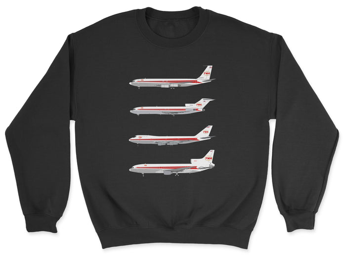 TWA B707, B727, B747, L-1011 Unisex Sweatshirt - Black