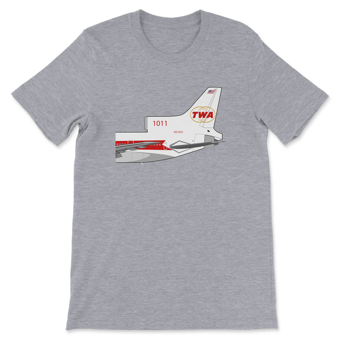 TWA Lockheed L-1011 Tristar Tail Section Unisex T-Shirt - Athletic Heather