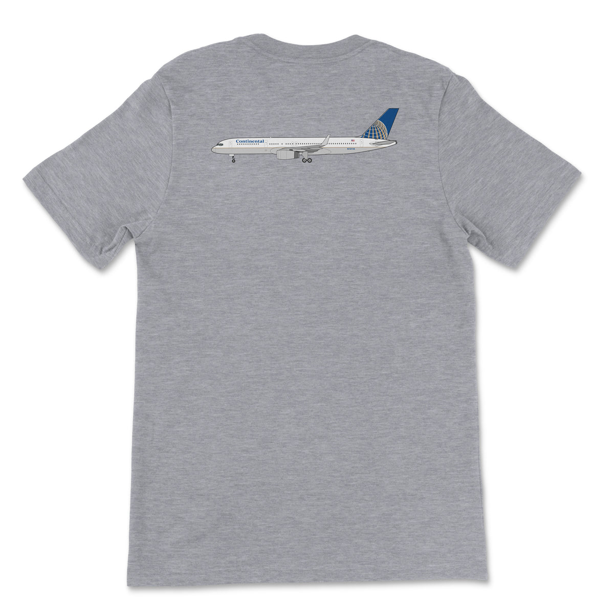 Continental Airlines Boeing 757 Printed On The Back Unisex T-Shirt - Athletic Heather