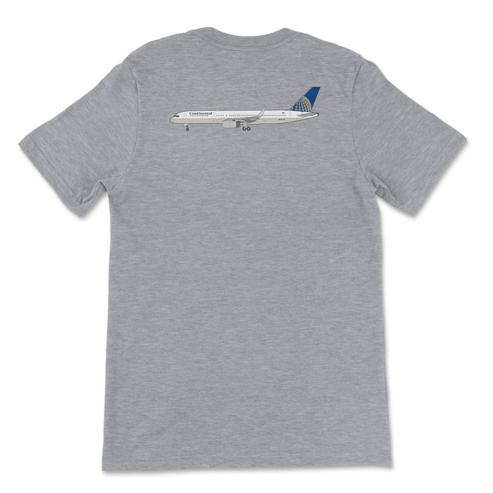 Continental Airlines Boeing 757 Printed On The Back Unisex T-Shirt - Athletic Heather