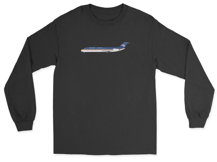 Midwest Express McDonnell Douglas DC-9 Unisex Long Sleeve T-Shirt - Black