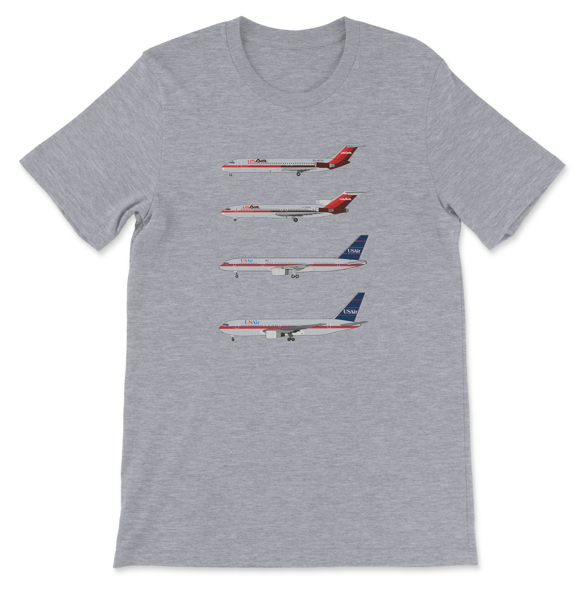 USAir DC-9, B727, B757, B767 Unisex T-Shirt - Athletic Heather