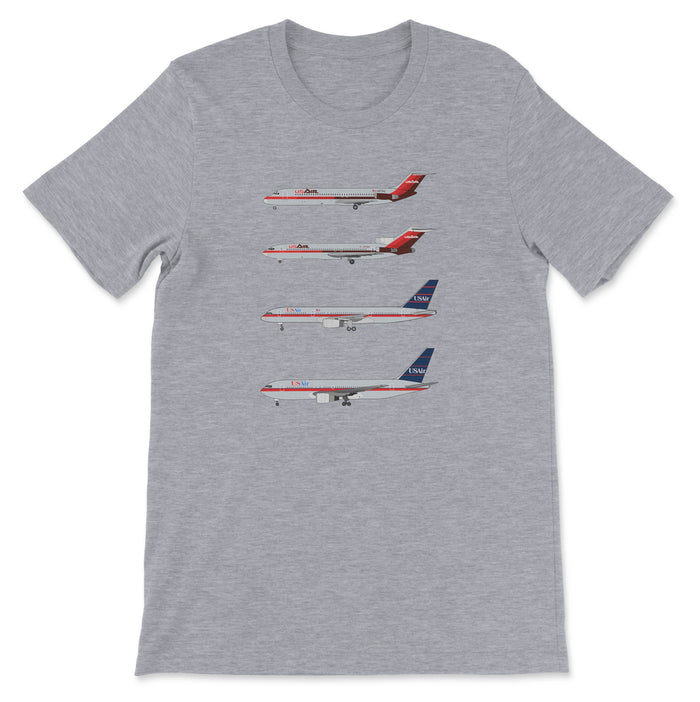 USAir DC-9, B727, B757, B767 Unisex T-Shirt - Athletic Heather