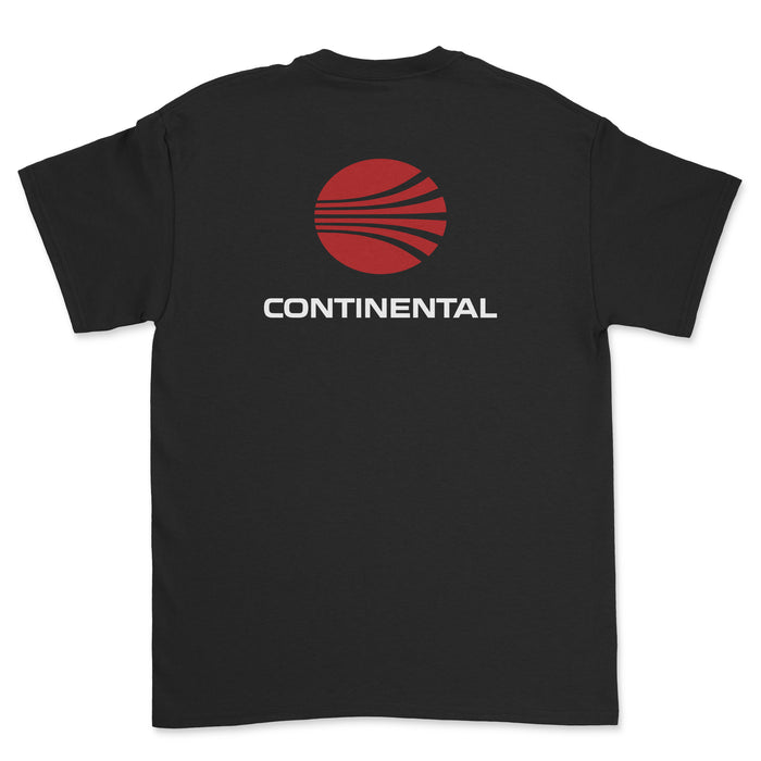 Continental Airlines Unisex T-Shirt Printed On The Back - Black