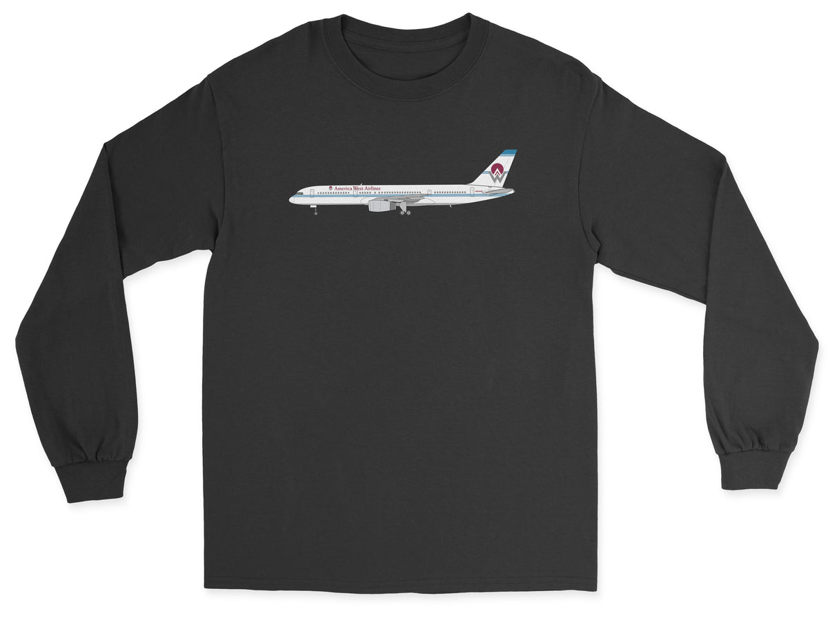 America West Airlines Boeing 757 Unisex Long Sleeve T-Shirt - Black