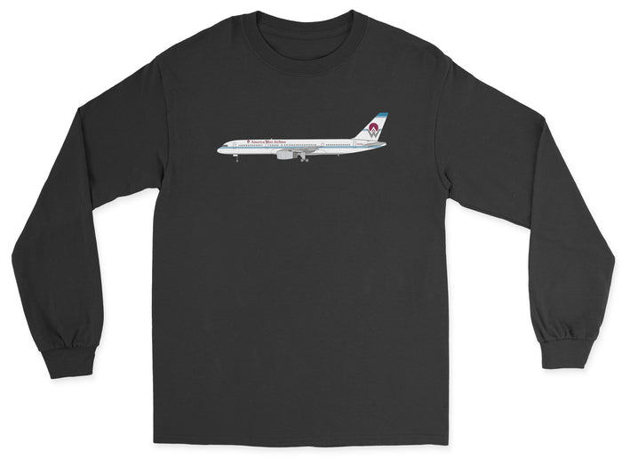 America West Airlines Boeing 757 Unisex Long Sleeve T-Shirt - Black