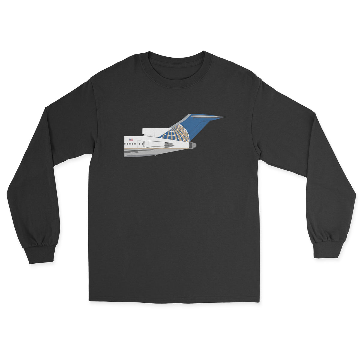 Continental Airlines Boeing 727 Tail Section Unisex Long Sleeve t-Shirt - Black