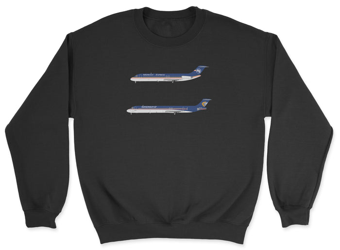 Midwest Airlines McDonnell Douglas DC-9, MD-80 Unisex Sweatshirt - Black