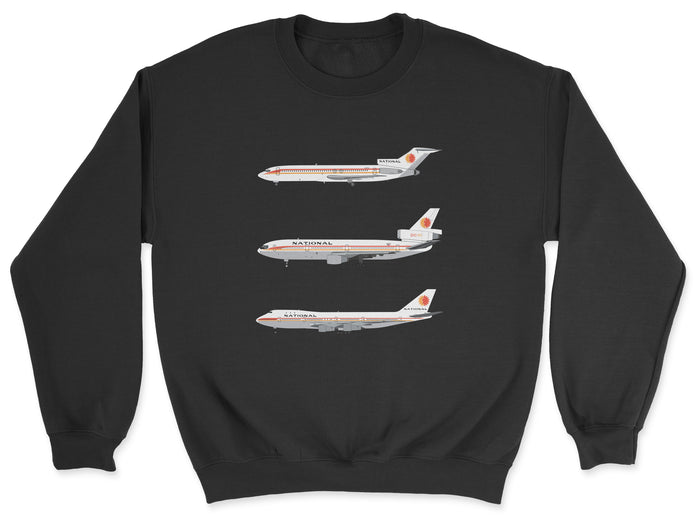 National Airlines B727, DC-10, B747 Unisex Sweatshirt - Black