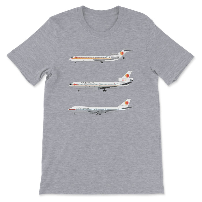 National Airlines B727, DC-10, B747 Unisex T-Shirt - Athletic Heather