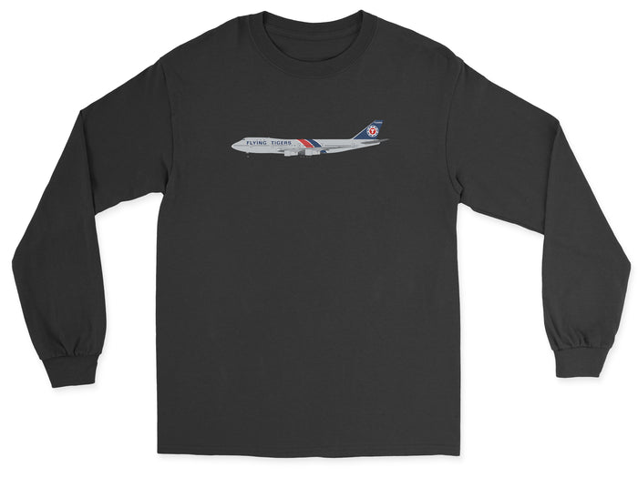 Flying Tigers Boeing 747 Unisex Long Sleeve T-Shirt - Black