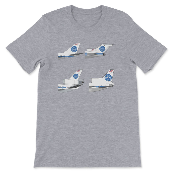 Pan Am B747, B727, DC-10, L1011 Tail Sections Unisex T-Shirt - Athletic Heather