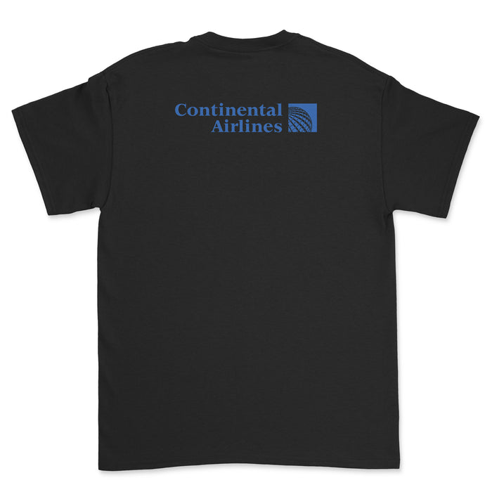 Continental Airlines Unisex T-Shirt Printed On The Back - Black