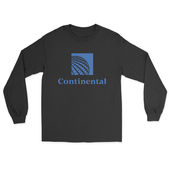 Continental Airlines Unisex Long Sleeve T-Shirt - Black
