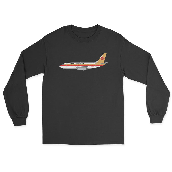 Continental Airlines Boeing 737 Unisex Long Sleeve T-Shirt - Black
