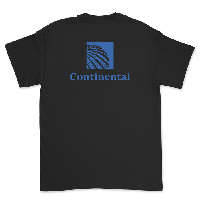 Continental Airlines Unisex T-Shirt Printed On The Back - Black
