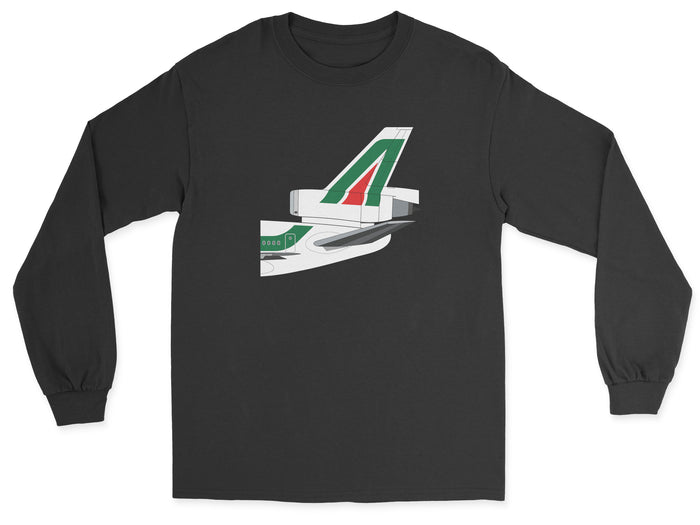 Alitalia McDonnell Douglas DC-10 Tail Section Unisex Long Sleeve T-Shirt - Black