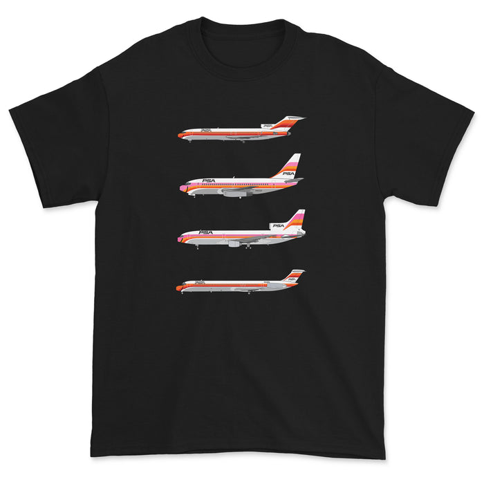 PSA B727, B737, L1011, MD-80 Unisex T-Shirt - Black