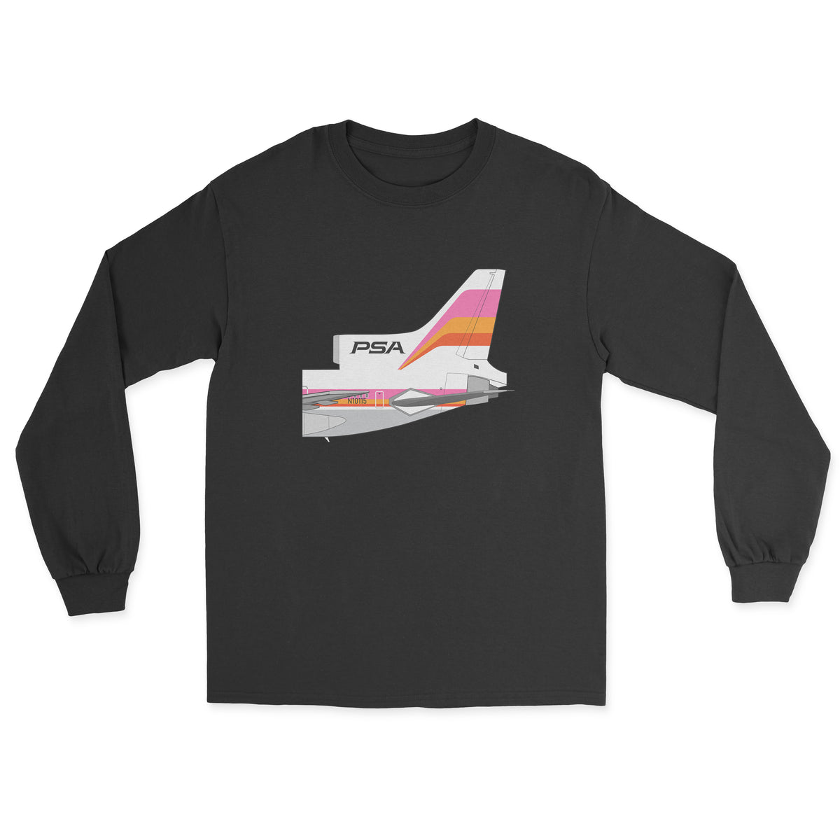 PSA Lockheed L-1011 TriStar Tail Section Unisex Long Sleeve T-Shirt - Black