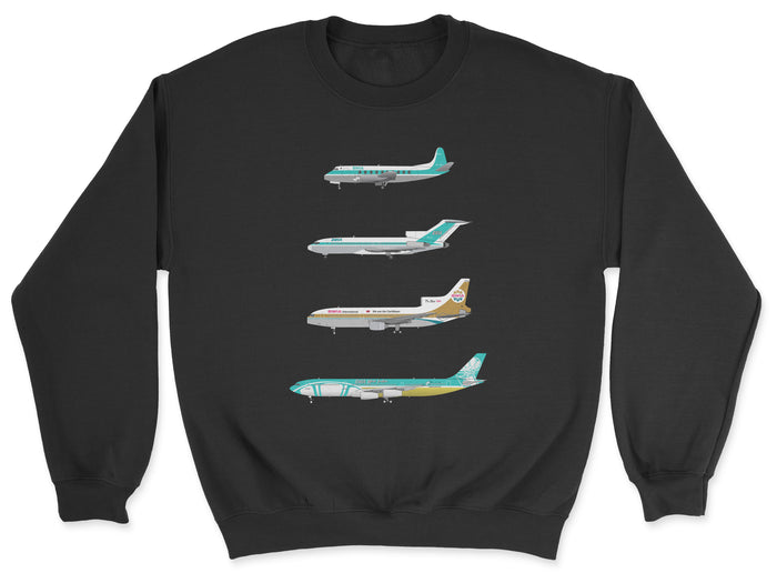 BWIA Vickers Viscount, B727, L1011, A340 Unisex Sweatshirt - Black