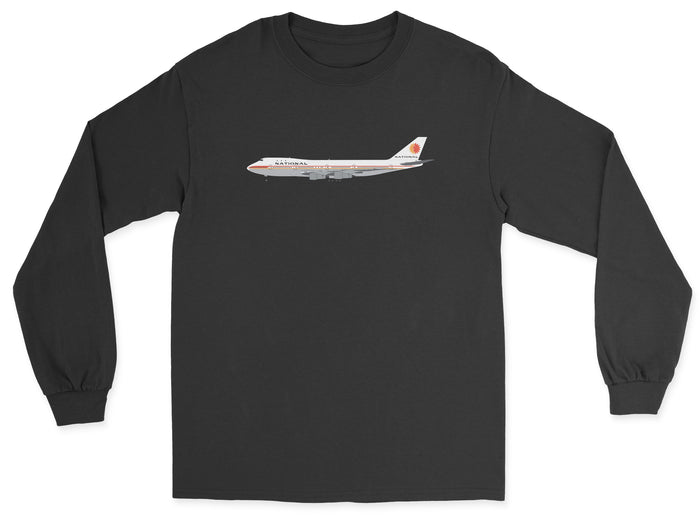 National Airlines Boeing 747 Unisex Long Sleeve T-Shirt - Black