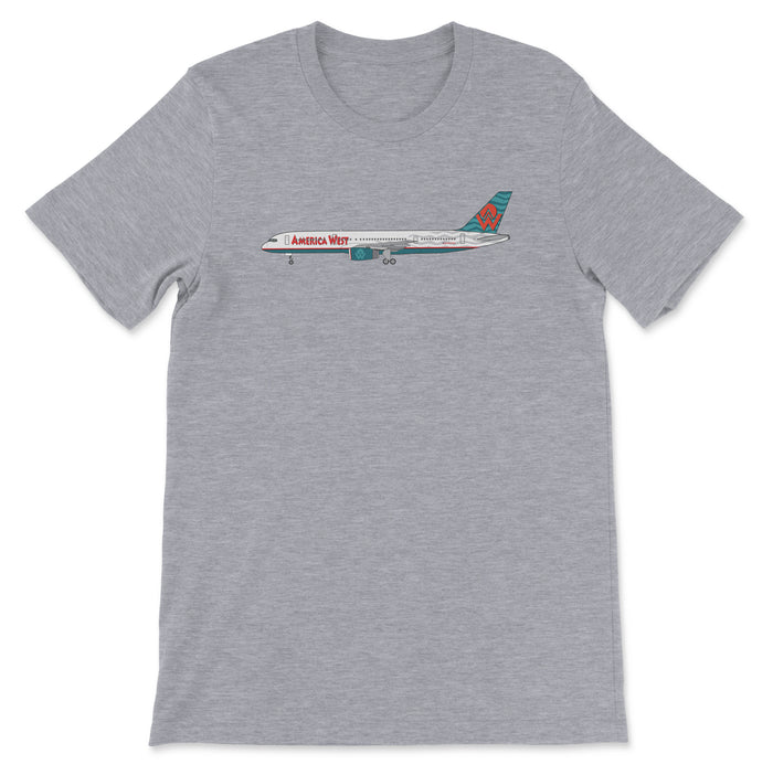 America West Airlines Boeing 757 Unisex T-Shirt - Athletic Heather