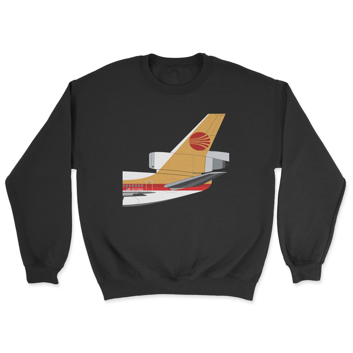 Continental Airlines Mcdonnell Douglas DC-10 Tail Section Unisex Sweatshirt - Black