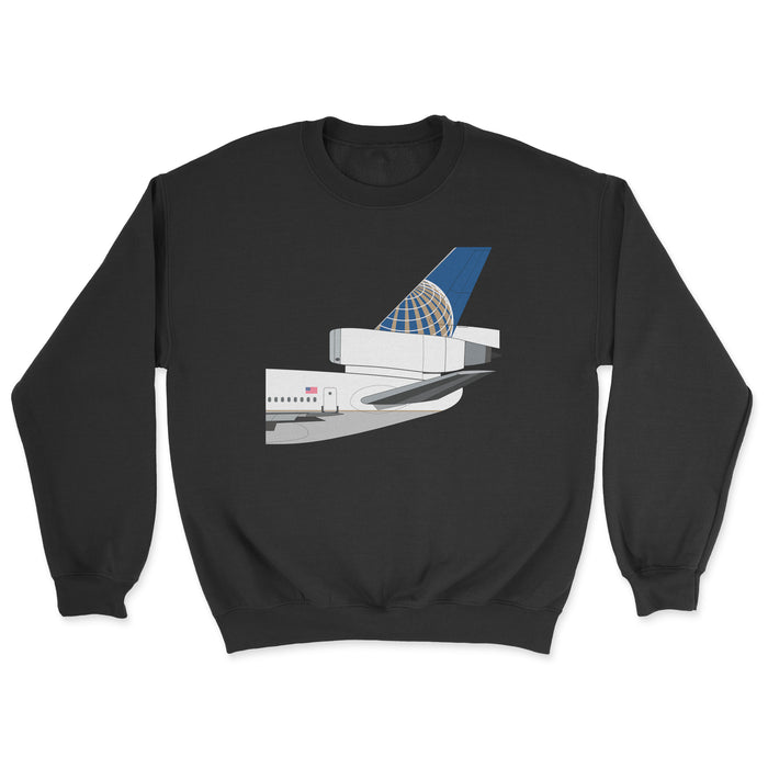 Continental Airlines Mcdonnell Douglas DC-10 Tail Section Unisex Sweatshirt - Black
