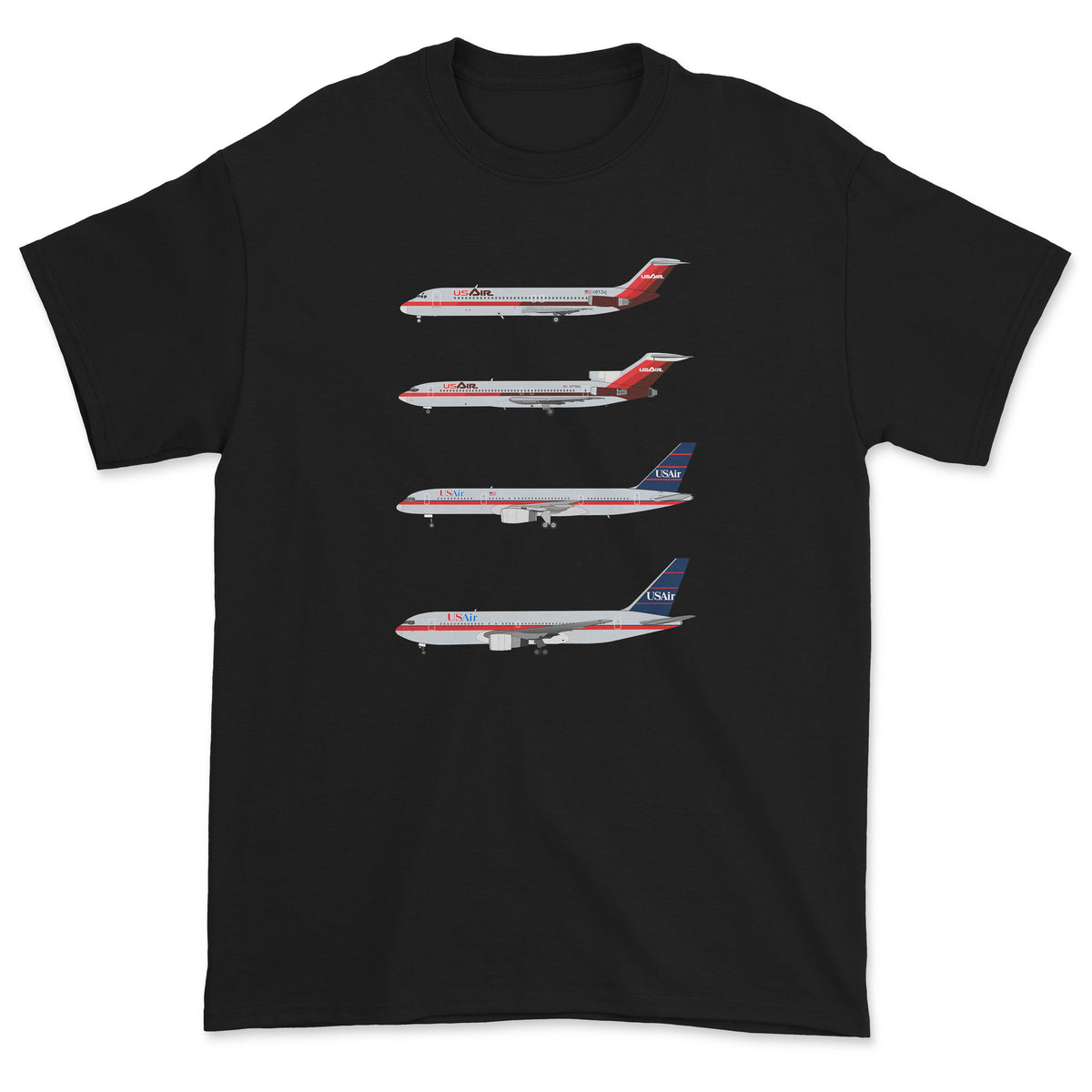 USAir DC-9, B727, B757, B767 Unisex T-Shirt - Black