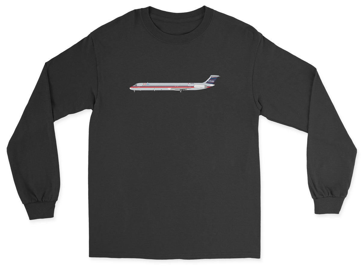 USAir McDonnell Douglas MD-80 Unisex Long Sleeve T-Shirt - Black