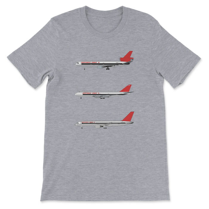 Northwest Orient Airlines DC-10, B747, B757 Unisex T-Shirt - Athletic Heather