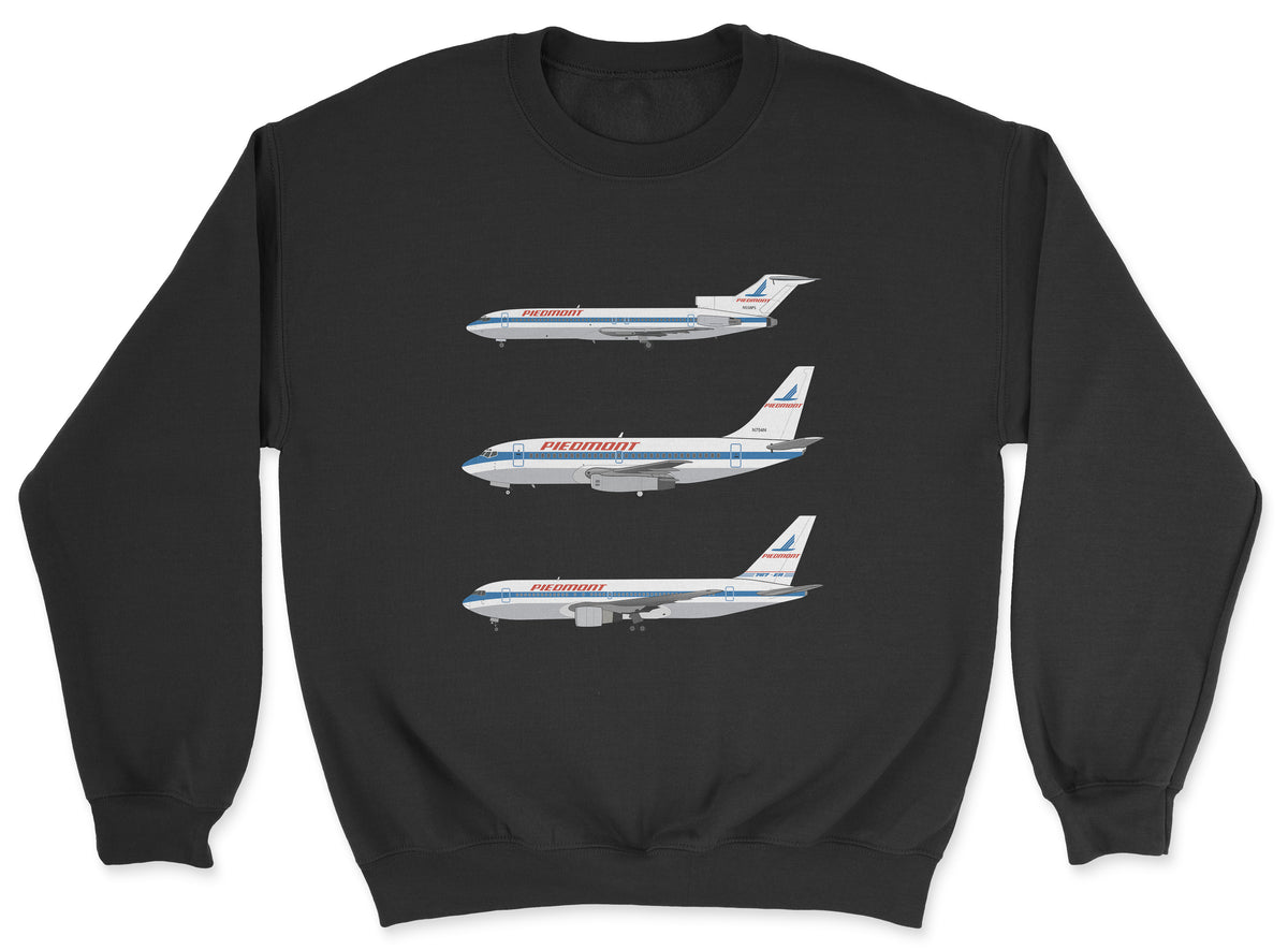 Piedmont Airlines B727, B737, B767 Unisex Sweatshirt - Black