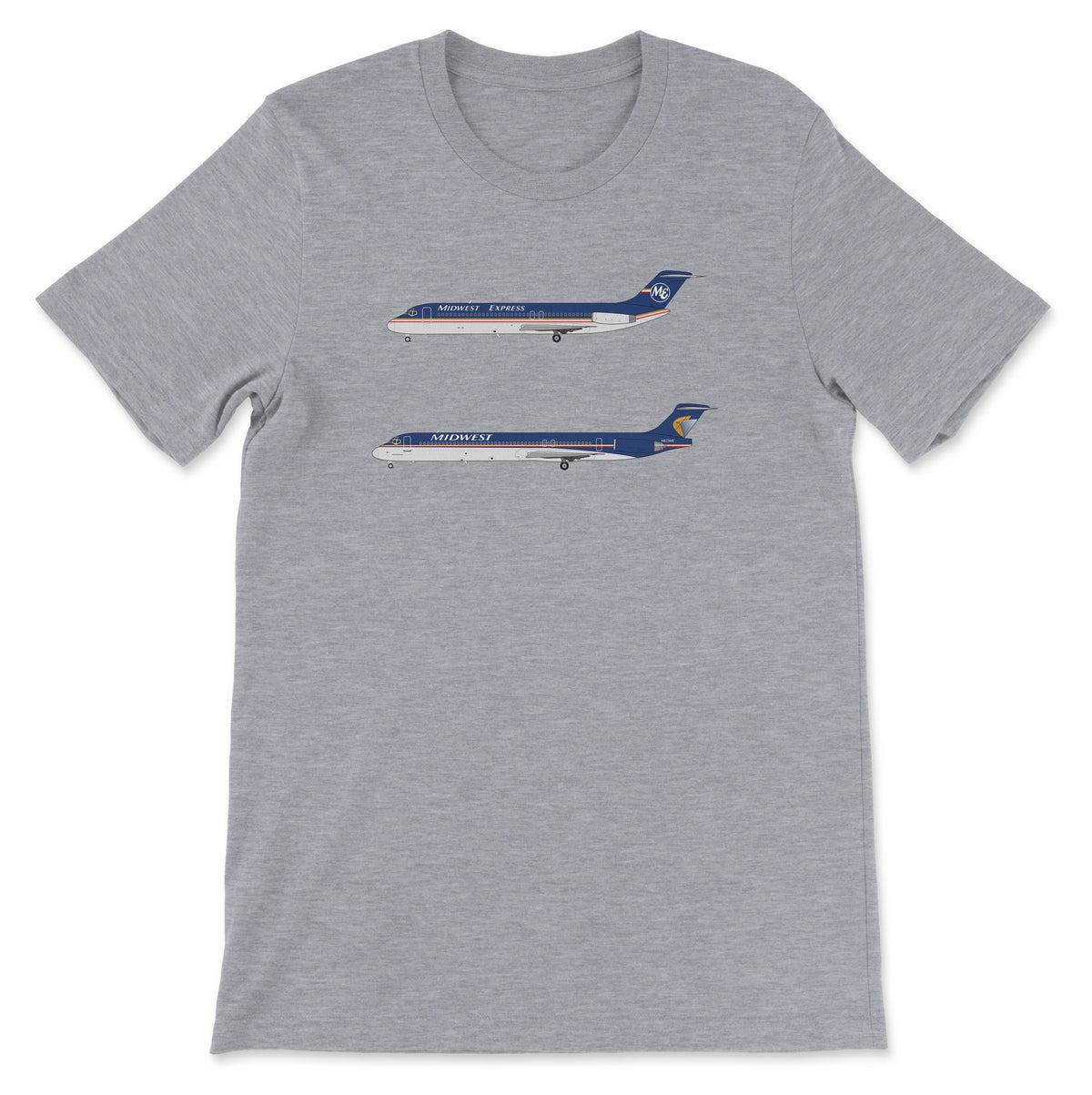 Midwest Airlines McDonnell Douglas DC-9, MD-80 Unisex T-Shirt - Athletic Heather