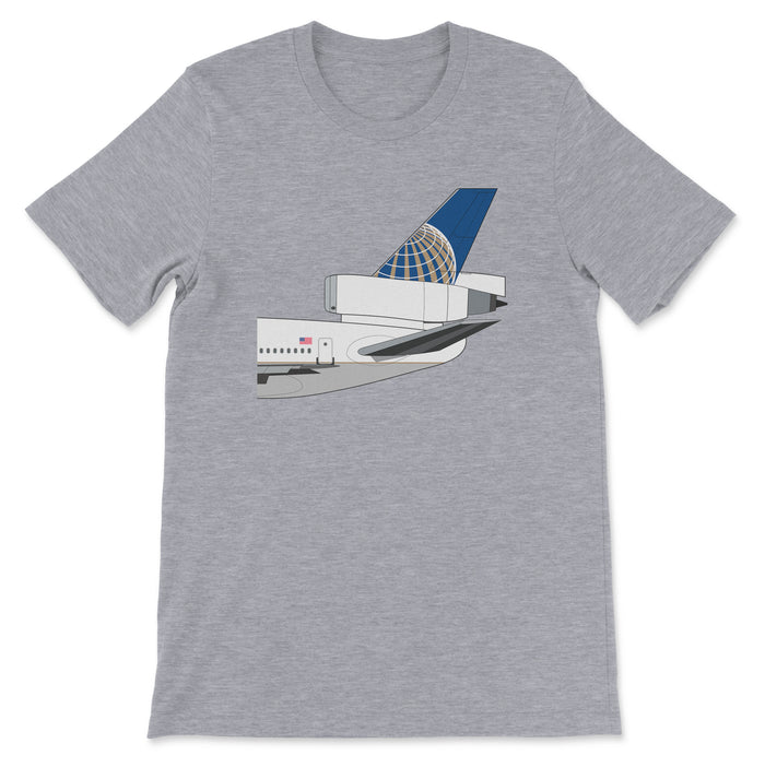 Continental Airlines Mcdonnell Douglas DC-10 Tail Section Unisex T-Shirt - Athletic Heather