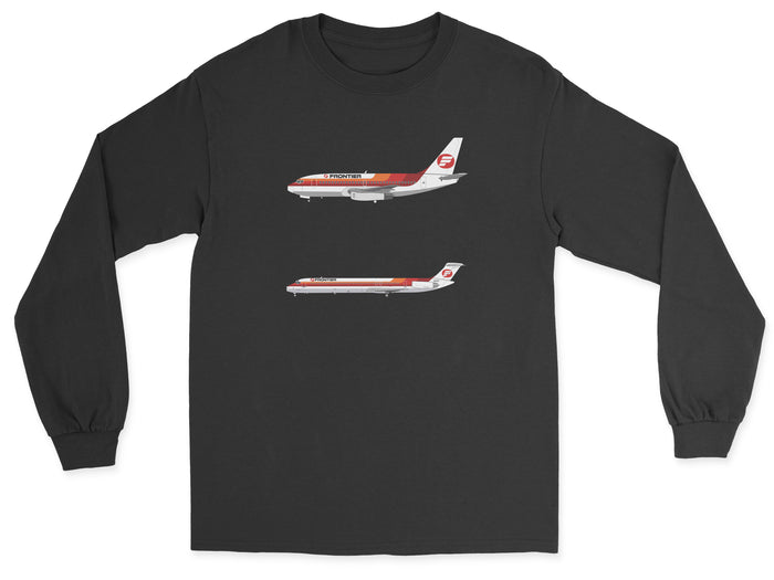 Frontier Airlines B737, MD-80 Unisex Long Sleeve T-Shirt - Black