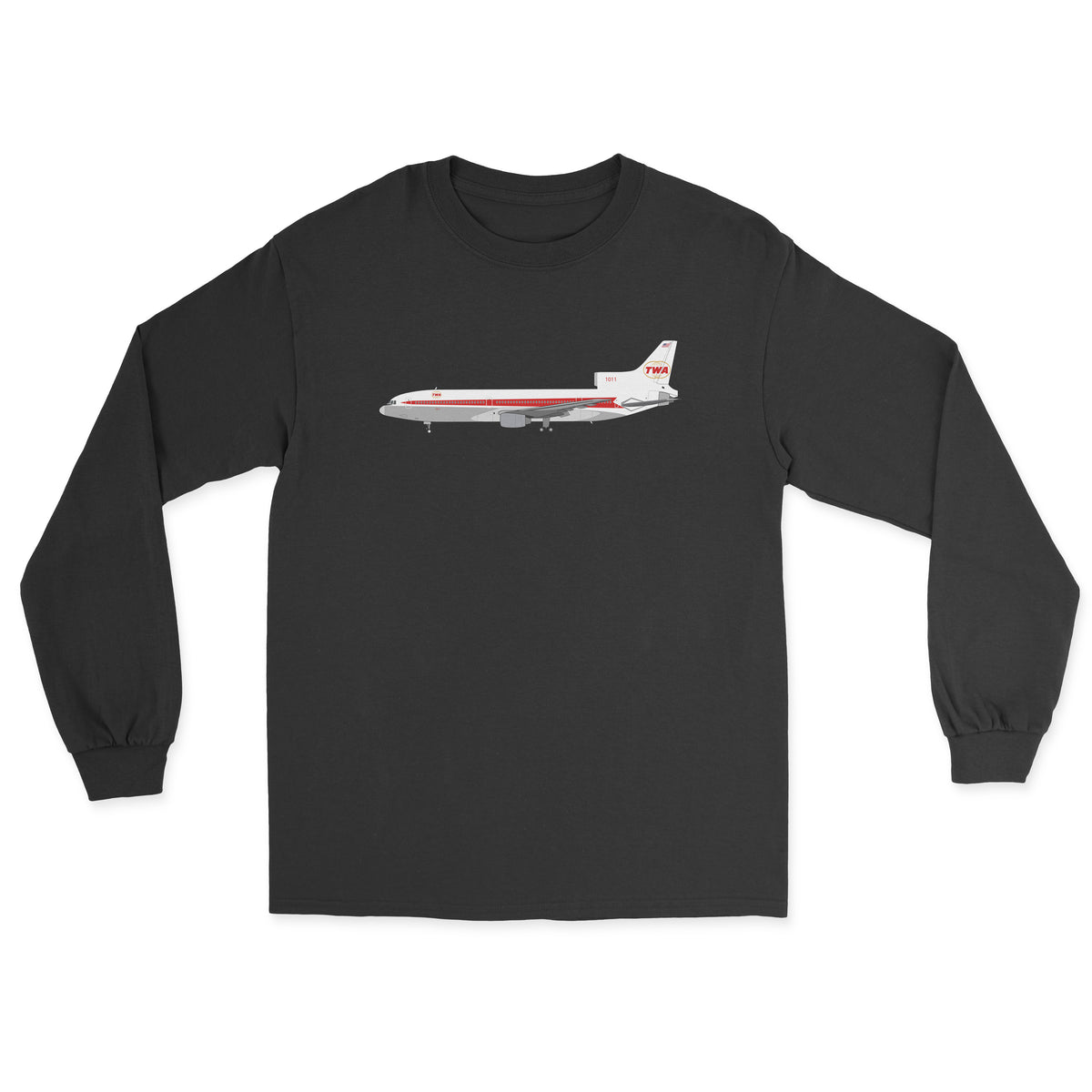 TWA Lockheed L-1011 TriStar Unisex Long Sleeve T-Shirt - Black