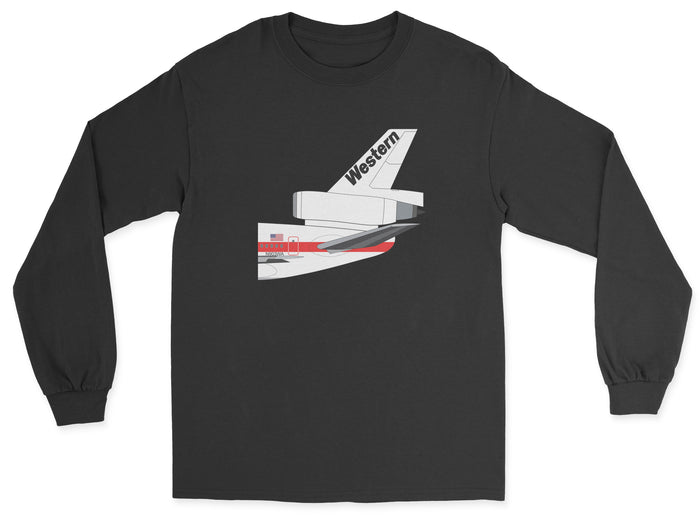 Western Airlines McDonnell Douglas DC-10 Section Unisex Long Sleeve T-Shirt - Black